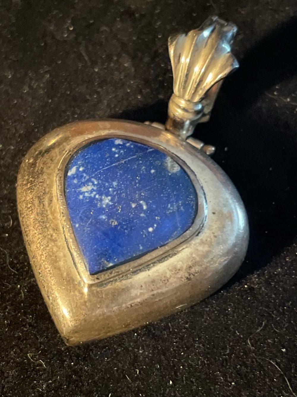 Vintage Sterling Silver 925 Lapis Lazuli Pendant. Chile. Hallmark “BULL” Signed